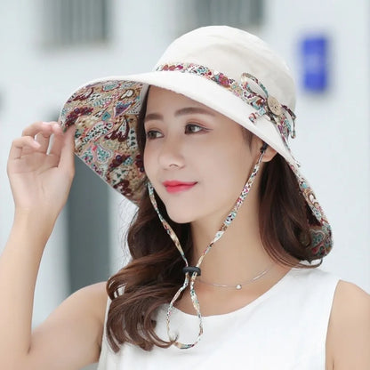 Reversible Foldable Wide Brim UV Protection Bucket Hat