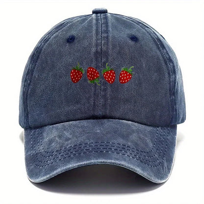 Strawberry Printed Baseball Cap With Adjustable Sunshade
