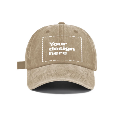 Personalized Vintage Washed Baseball Cap Custom Name Logo Text Dad Hat Adjustable Casual Hat For Men Women Printed In USA