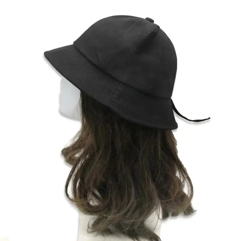 15Yc Lovely Fisherman Hat Cats Ear Tail Bucket Hats