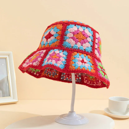 Color Patchwork Crochet Fashion Bucket Hat