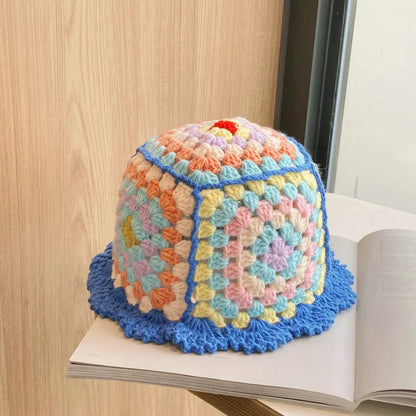 Sunflower Patchwork Ruffled Bucket Hat