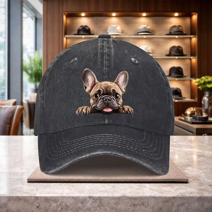 French Bulldog Trendy Denim Baseball Cap