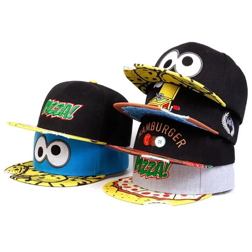 Eye Pizza Embroidered Hip-Hop Snapback Cap