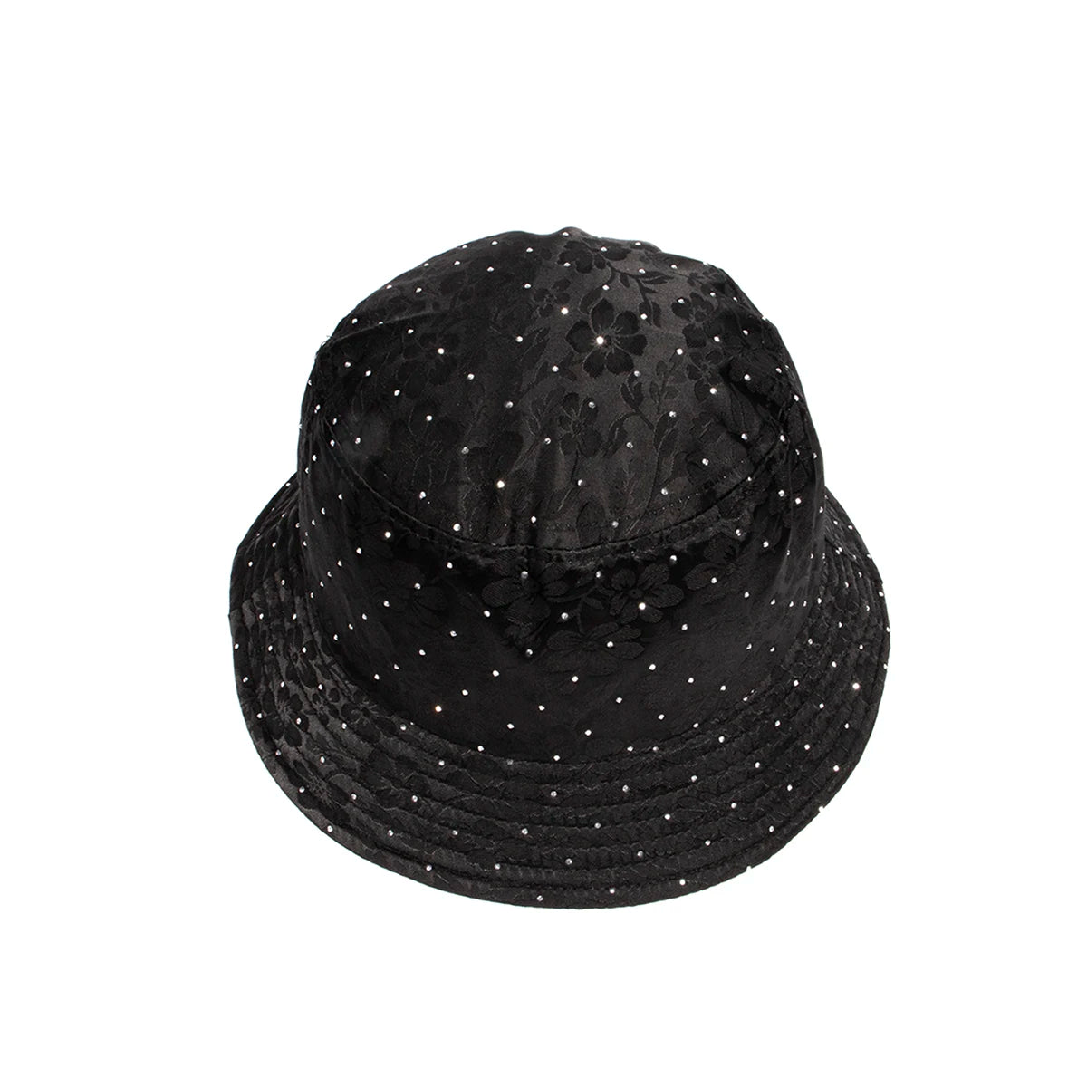 Solid Black Elegant Women Hat Rhinestone Casual