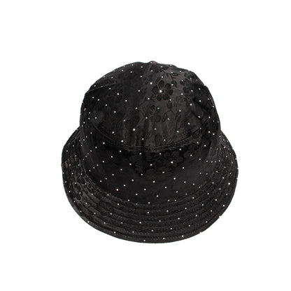 Solid Black Elegant Women Hat Rhinestone Casual