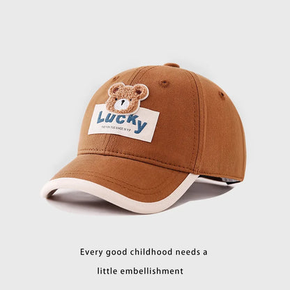 Cute Bear Baby Duck Tongue Hat Short Brim Children Baseball Hats Solid Cotton Kids Duckbill Cap Fashion Sunshade Visors Size 52-54cm