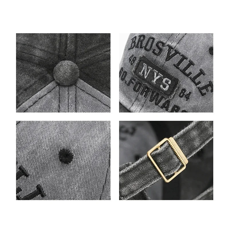 New Style Washed Old Letter Embroidered  Baseball Cap