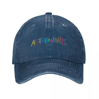 Travis Astroworld Distressed Denim Rapper Snapback Baseball Cap