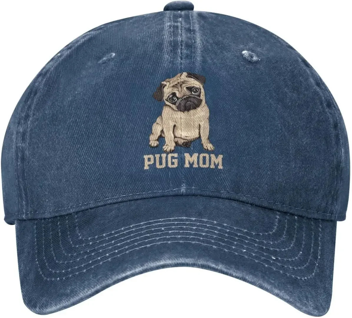Pug Mom Denim Baseball Cap