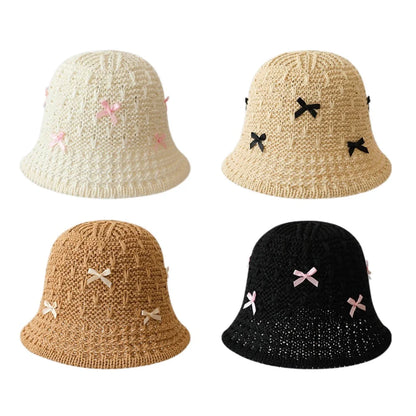 Fashion Mini Bow Beach Bucket Hat