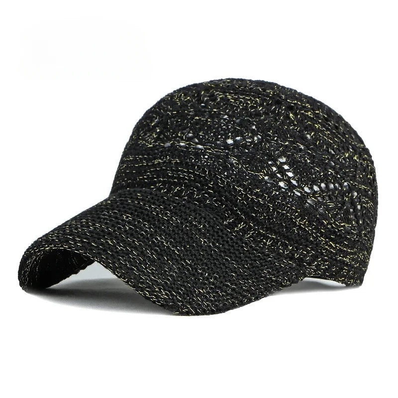 New Hollow Mesh Woman Baseball Cap Knitted Hats For Women Summer