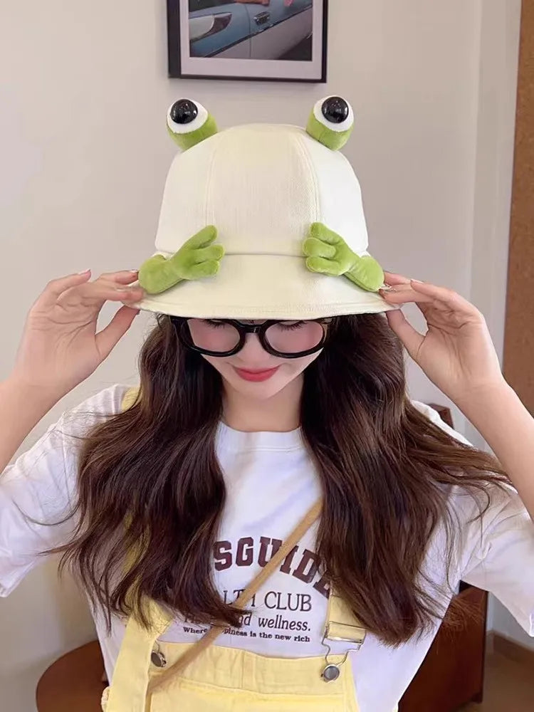 New Cute Big Eyes Frog Bucket Hats Outdoor