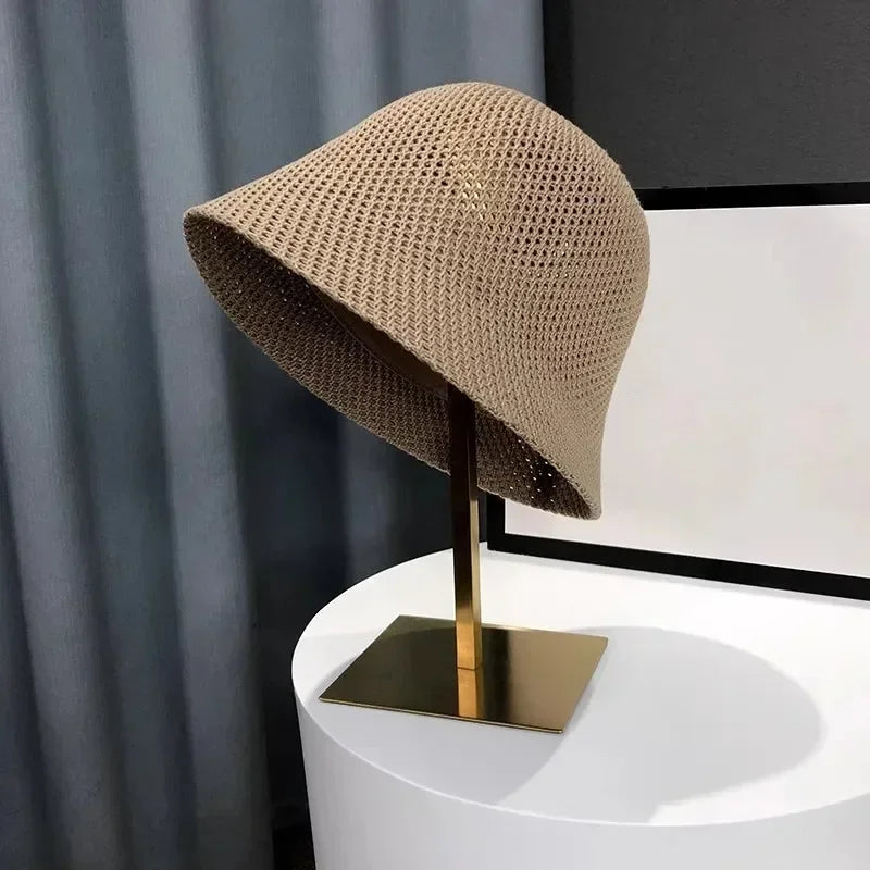 Women Breathable Hollow Crochet Fisherman Bucket Hat