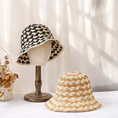Women's Straw Crochet Sun Bucket Hat