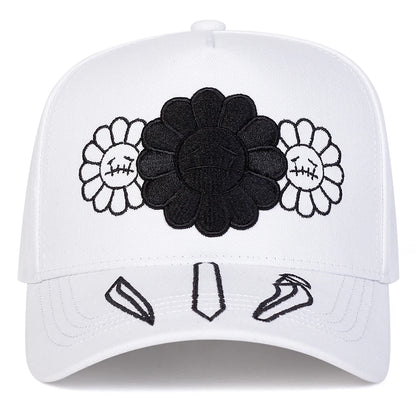 Sunflower Embroidery Adjustable Outdoor Baseball Cap