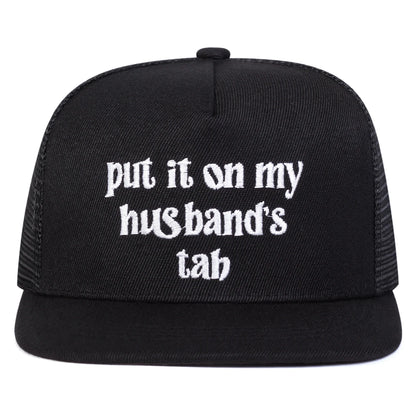 Put It On My Husband Tab Embroidered Snapback Cap