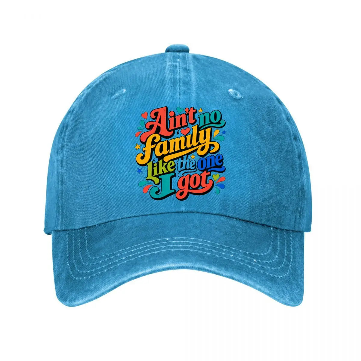 Bright Faith Family Quote Washed Baseball Cap