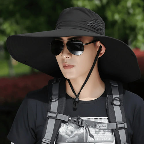 Portable UV Sun Protection Wide Visor Brim Hat 15cm