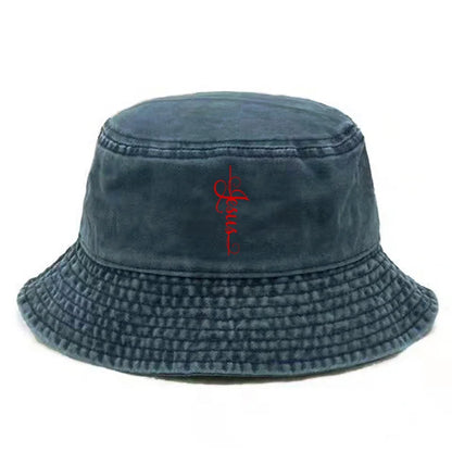 Jesus God Cross Bucket Cap Distressed Hats Cap