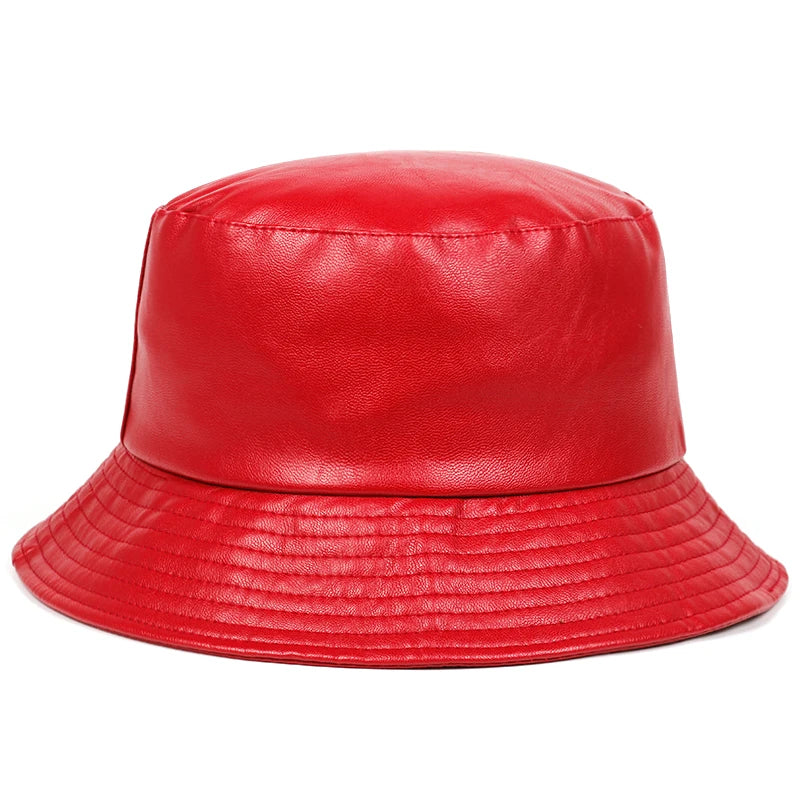 Faux Leather Bucket Hats