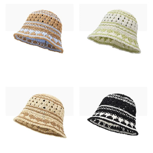 Color Blocked Woven Fisherman Bucket Hat