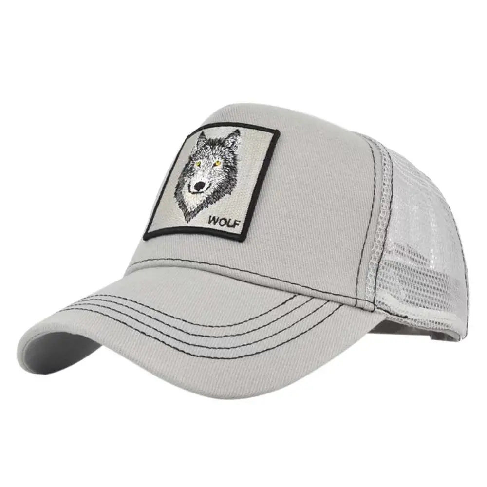 Embroidery Wolf Snapback Trucker Cap