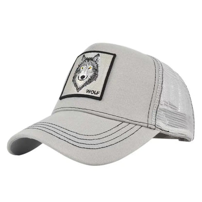 Embroidery Wolf Snapback Trucker Cap