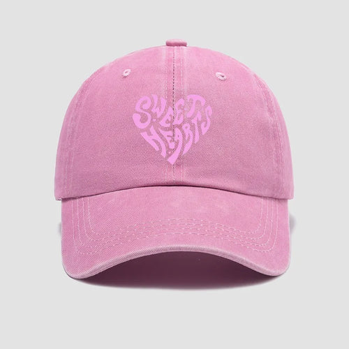 Pink Heart Shaped Letter Printed Baseball Cap Versatile For Daily