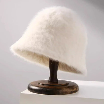 Rabbit Fur Hat Winter For Women Bucket Hat