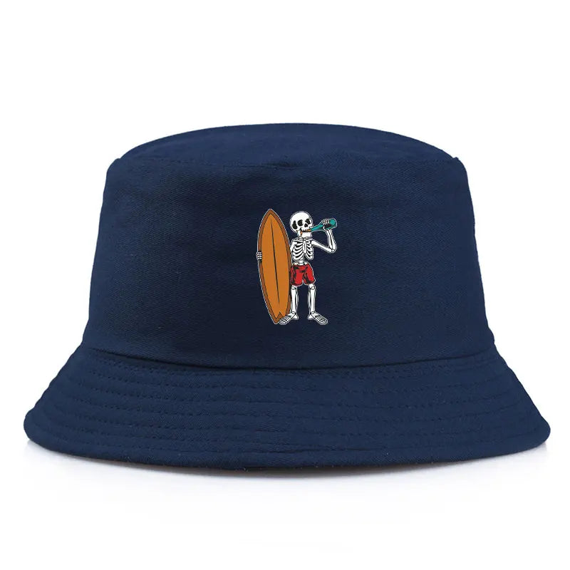 Skeleton Surfboard Reversible Beach Bucket Hat