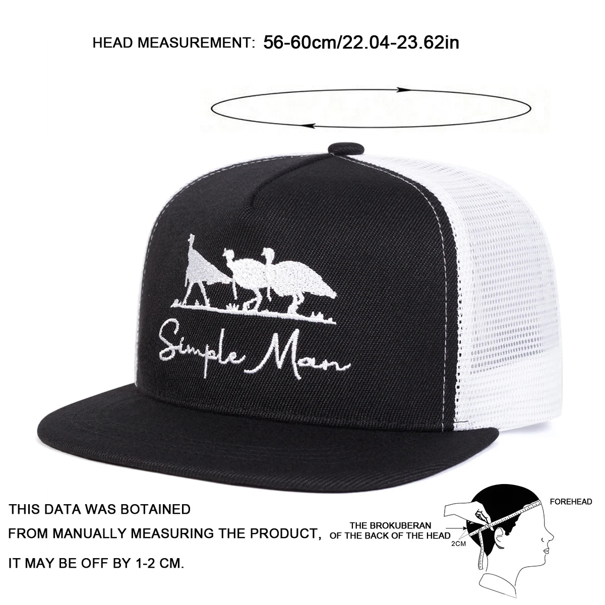 Simple Man Embroidery Casual Snapback Cap