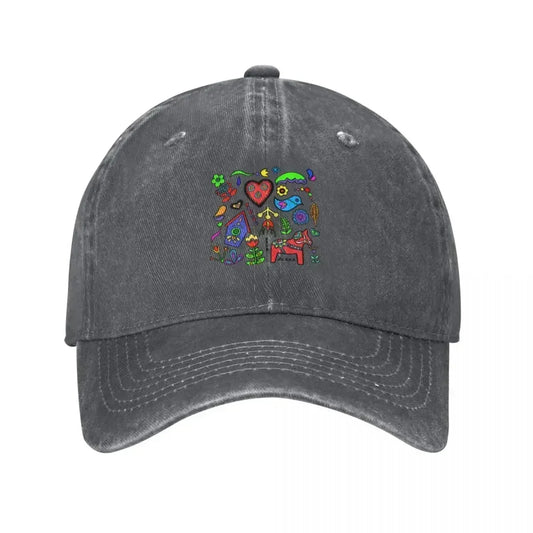 Swedish Folk Art Designer Graphic Baseball Cap