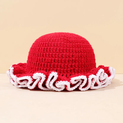 Women Multi Color Crochet Ruffle Fisherman Hat