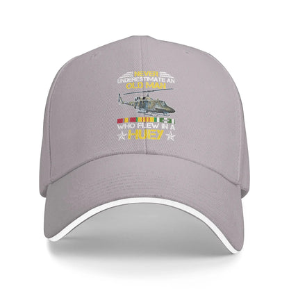 Vietnam Veteran Huey Helicopter Fishing Snapback Baseball Cap