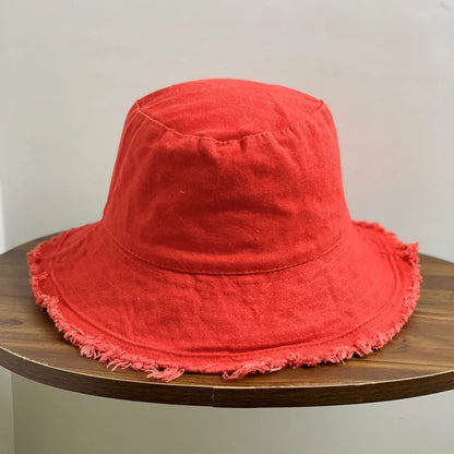 Cotton Fringed Bucket Hat Soft Fisherman Cap