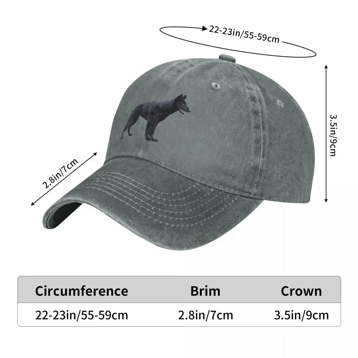 Black German Shepherd Denim Baseball Cap