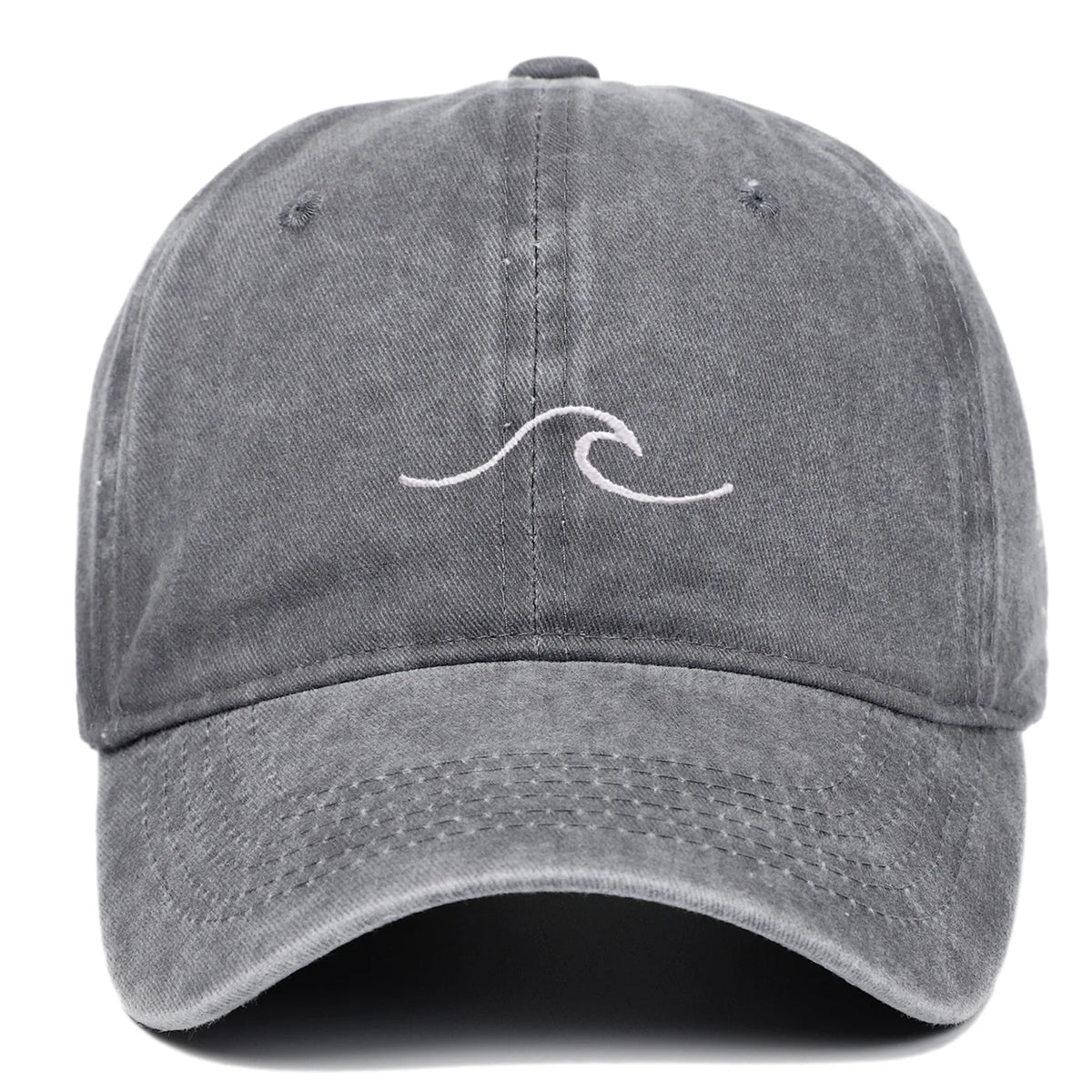 Ripple Wave Embroidered Washed Baseball Cap
