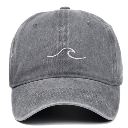 Ripple Wave Embroidered Washed Baseball Cap