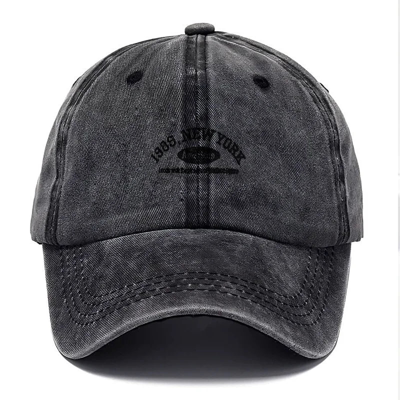 Vintage Letter Print Washed Baseball Cap