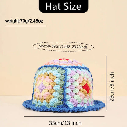 Women Flower Wool Hollow Knitted Fisherman Hat