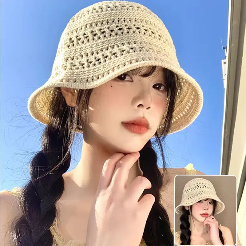 Women Hollow Crochet Fisherman Bucket Hat