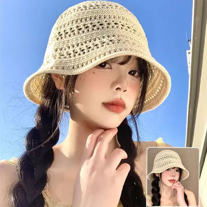 Women Hollow Crochet Fisherman Bucket Hat