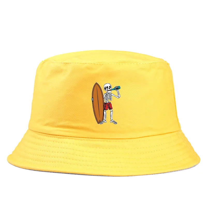Skeleton Surfboard Reversible Beach Bucket Hat