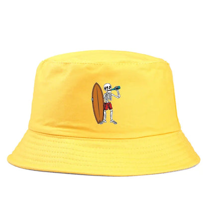 Skeleton Surfboard Reversible Beach Bucket Hat