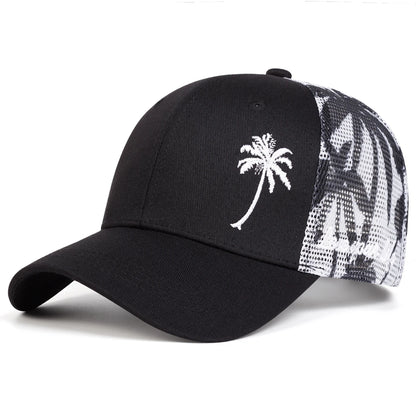 Unisex Coconut Tree Embroidery Baseball Net Caps