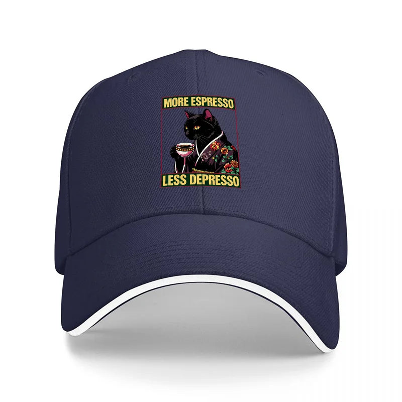 More Espresso Less Depresso Cat Baseball Cap