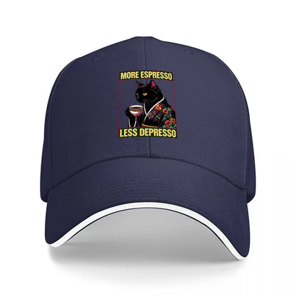 More Espresso Less Depresso Cat Baseball Cap
