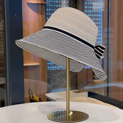 French Style Women's Sun Hat Foldable Breathable Summer Size 56-58cm