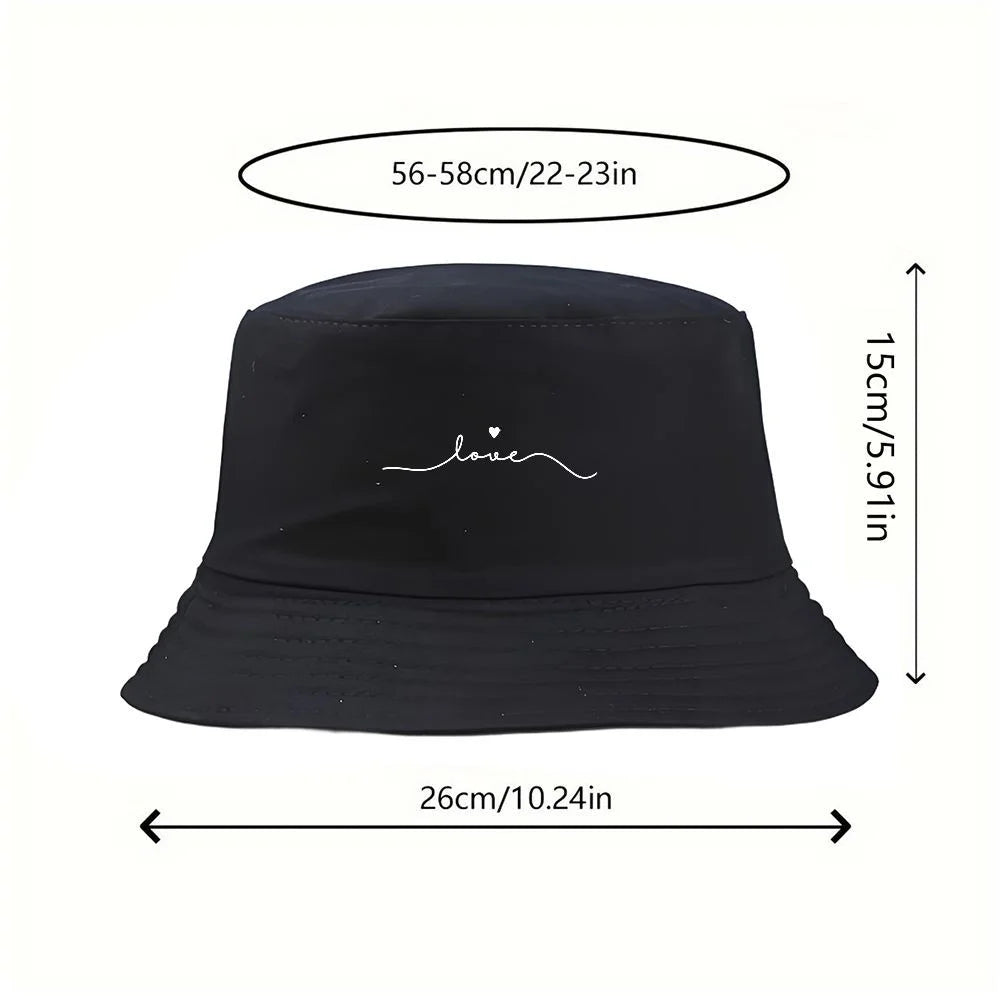 Vintage Love Embroidery Cotton Bucket Hat